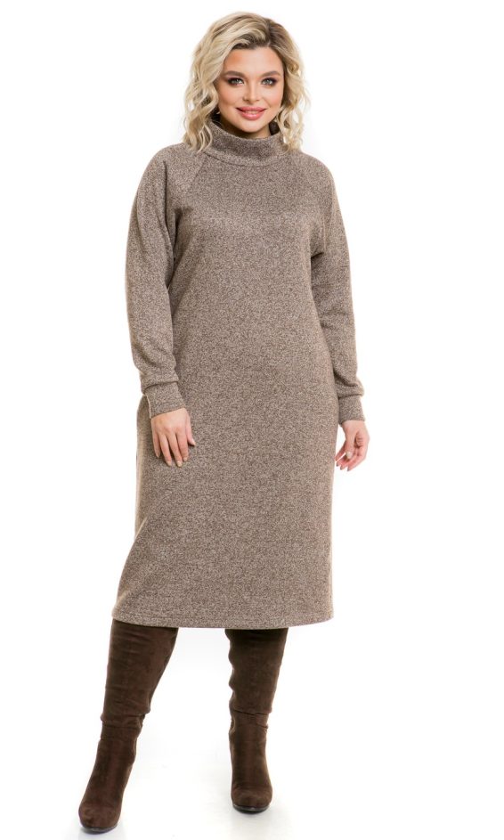 Уютное теплое платье-свитер